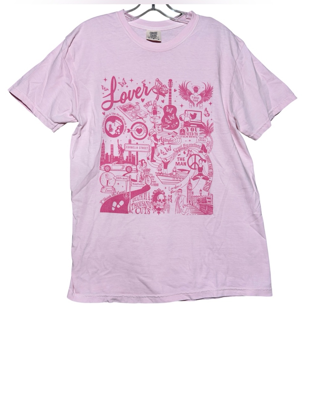 Comfort Colors Shirt Swifty Lover Album Artwork M Pink Casual Summer Concert